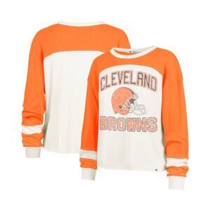 Women’s ‘47 Cream Cleveland Browns Curve Raglan Long Sleeve Crop Top Large